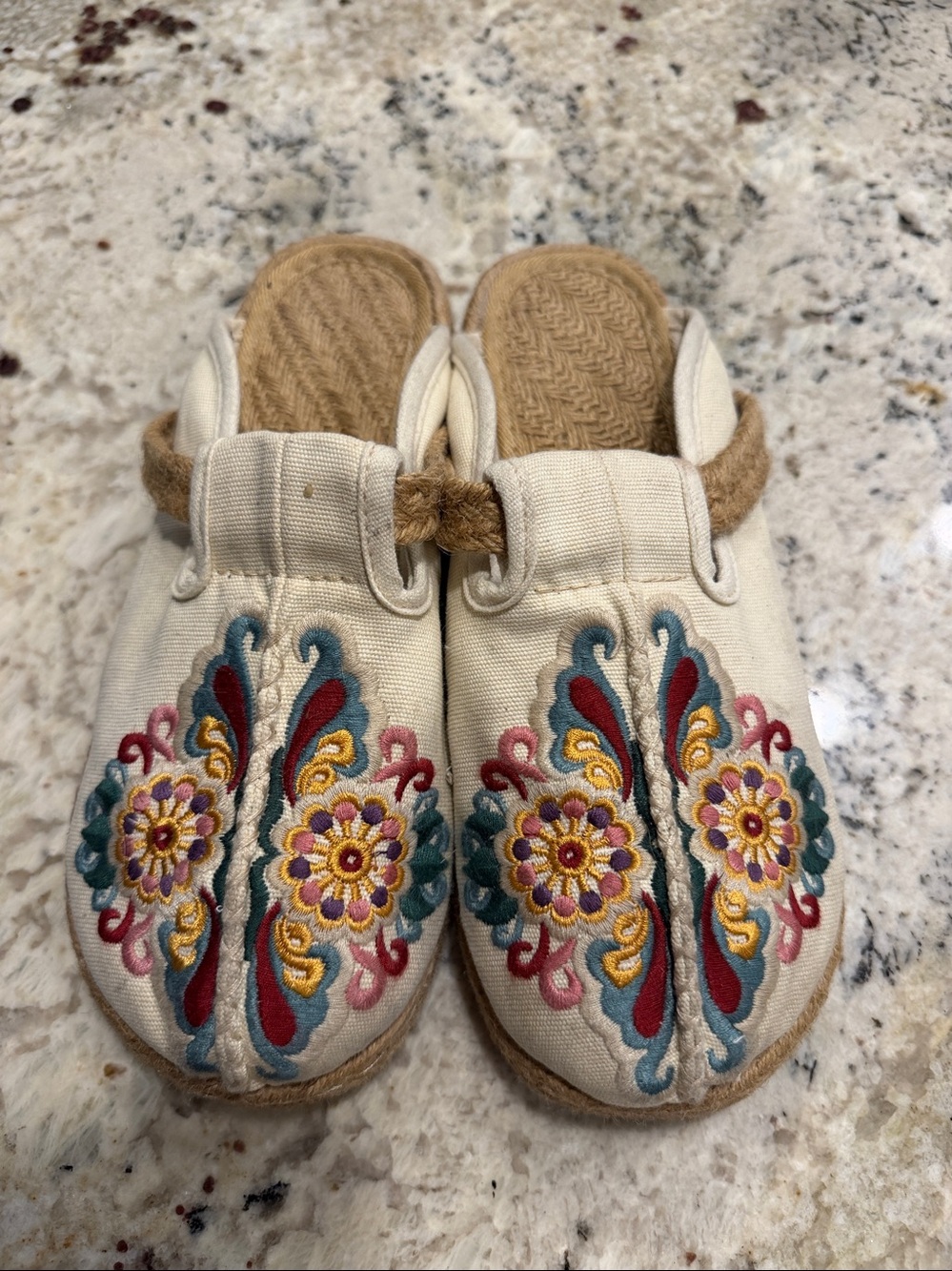 Cream Embroidered Slip-On Sneakers for Women